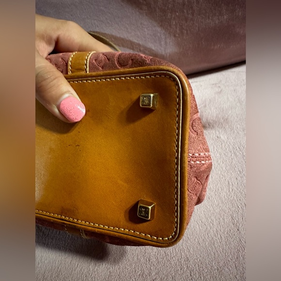 CELINE Tote Bag Pink Suede Leather Vintage Handbag - Picture 15 of 17